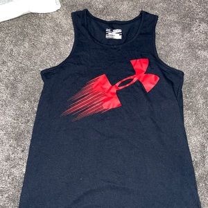 Black tank top with red under armour logo